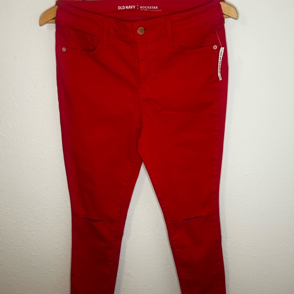 Old Navy Red Skinny Jeans Vibrant Denim